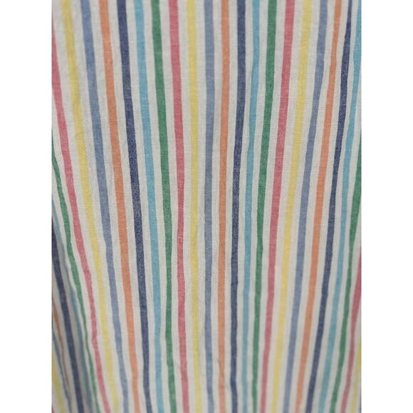 Talbots Rainbow Striped Linen Sleeveless Dress Size 16 Petite Coastal Pom Pom - Picture 2 of 8
